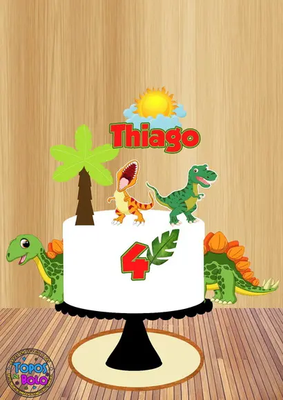 Arquivo de Corte Topo de Bolo Dinossauro Verde