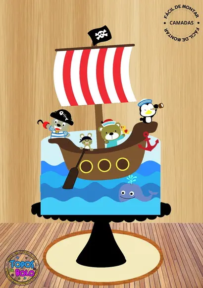 Arquivo de Corte Topo de Bolo Bichinhos Pirata