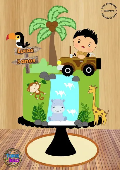Arquivo de Corte Topo de Bolo Safari Baby Turismo