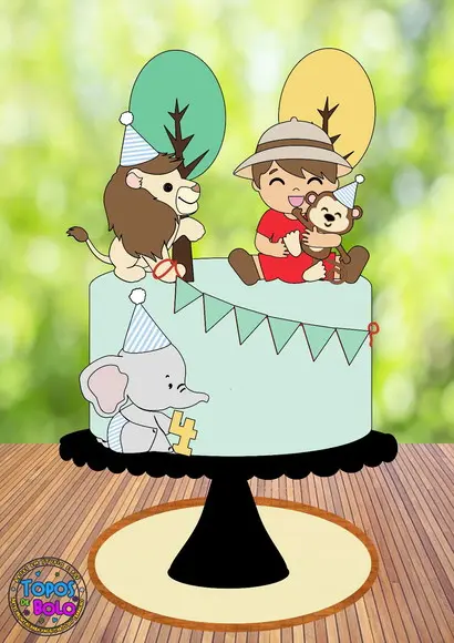 Arquivo de Corte Topo de Bolo Safari Baby Menino