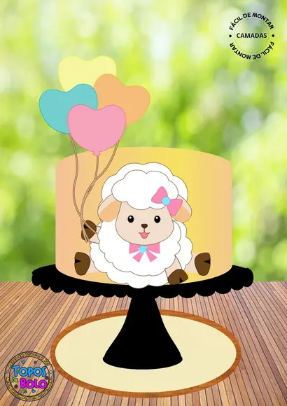 Arquivo de Corte Topo de Bolo Ovelha Cute