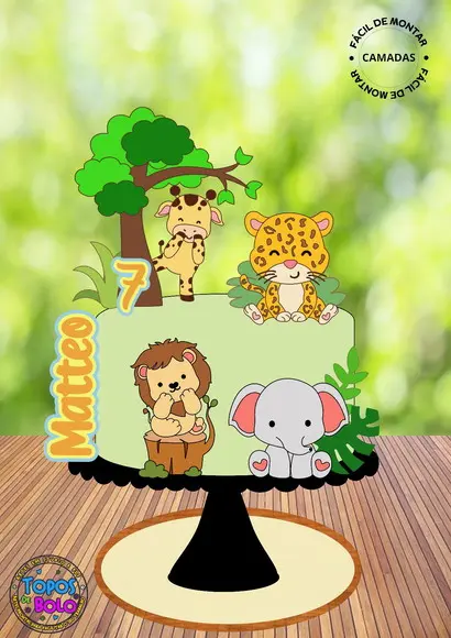 Arquivo de Corte Topo de Bolo Safari Baby Cute