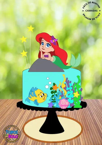Arquivo de Corte Topo de Bolo Ariel Cute