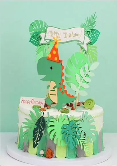 Arquivo de Corte Topo de Bolo Dino Happy Birthday