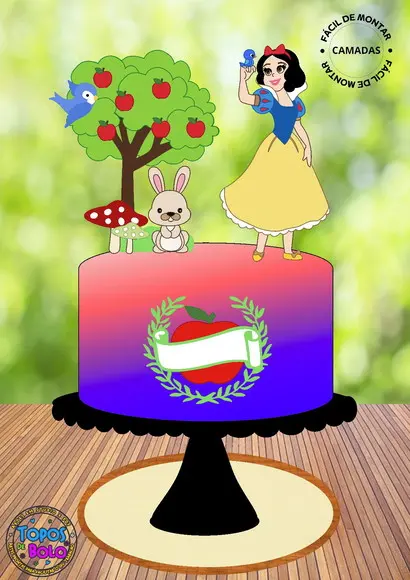 Arquivo de Corte Topo de Bolo Branca de Neve Camadas