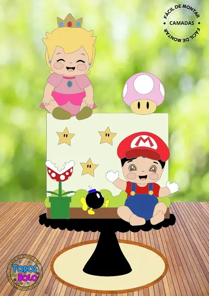 Arquivo de Corte Topo de Bolo Mario e Pach Baby