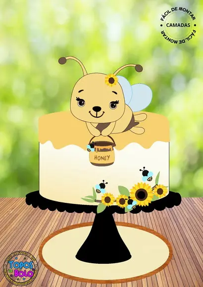 Arquivo de Corte Topo de Bolo Abelhinha Honey