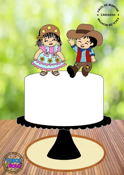 Arquivo de Corte Topo de Bolo Casal Caipira Baby Camadas