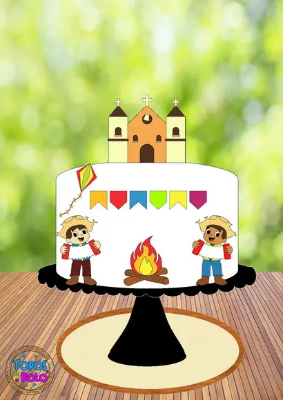 Arquivo de Corte Topo de Bolo Festa Junina Meninos Igreja