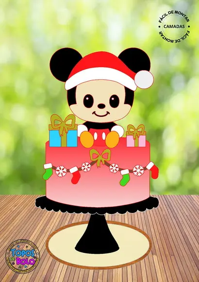 Arquivo de Corte Topo de Bolo Mickey Natal Cute