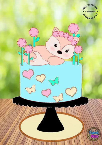 Arquivo de Corte Topo de Bolo Raposinha Cute