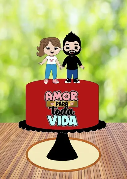 Topo de Bolo Amor para Toda Vida - Arquivo Digital