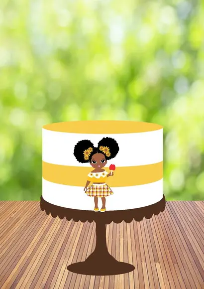 Topo de Bolo Boneca Morena Arraia - Arquivo Digital