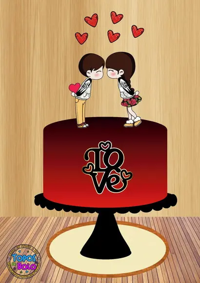 Topo de Bolo Casal Cute - Arquivo Digital