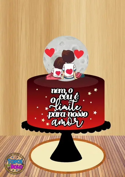 Topo de Bolo Casal Lua - Arquivo Digital