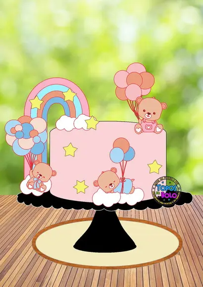 Topo de Bolo Ursinhos Cute Baby- Arquivo Digital