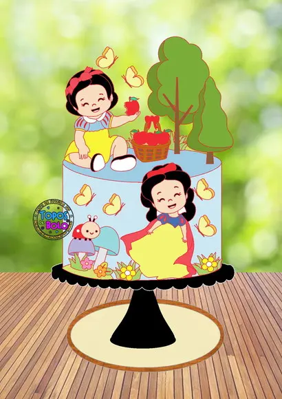Topo de Bolo Meninas Branca de Neve- Arquivo Digital