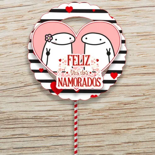 Kit Topos de Bolo Flork Namorados - Arquivo Digital