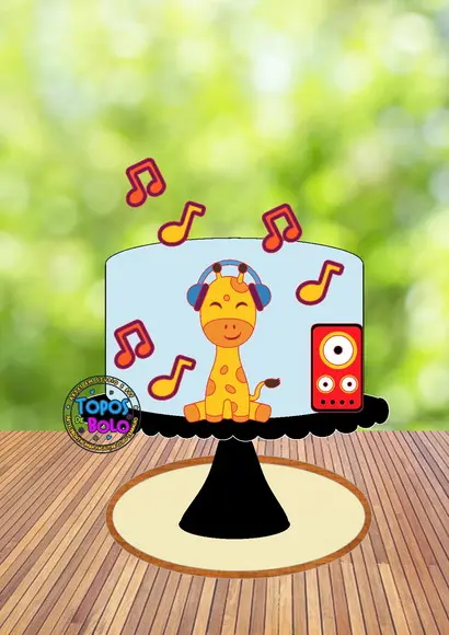 Topo de Bolo Girafinha Musical - Arquivo Digital