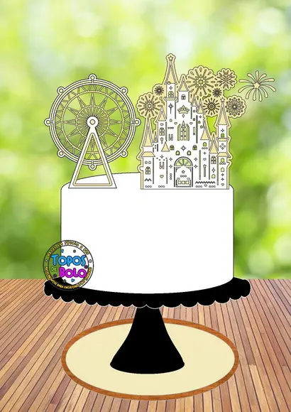 Topo de Bolo Castelo Roda Gigante- Arquivo Digital