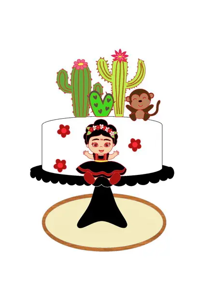 Topo de Bolo Frida Kahlo Baby - Arquivo Digital