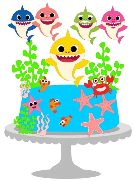 Topo de Bolo Baby Shark Personalizado - Arquivo Digital