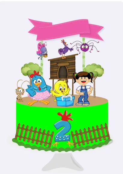 Topo de Bolo Galinha Pintadinha Menina - Arquivo Digital