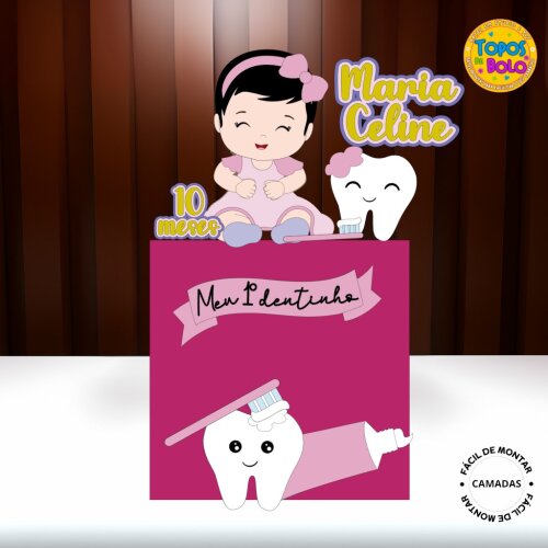 Arquivo de Corte Topo de Bolo Dentinho Menina Camadas