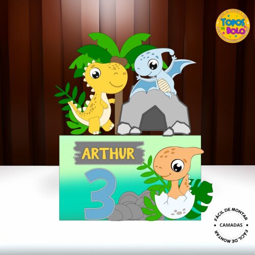 Arquivo de Corte Topo de Bolo Dinossauro Baby 02