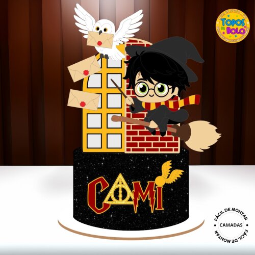 Arquivo de Corte Topo de Bolo Harry Potter E Coruja