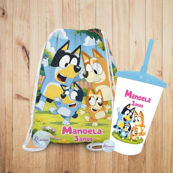 Mochilinha e Copo Twister Bluey