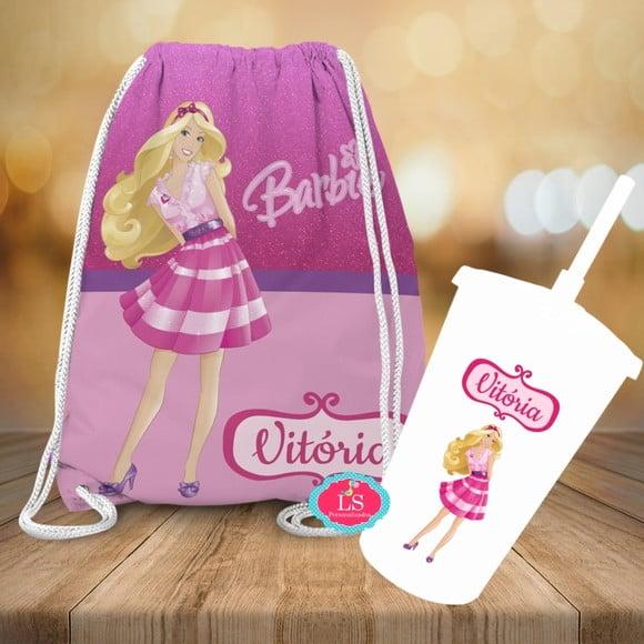 Mochilinha e Copo Twister Barbie