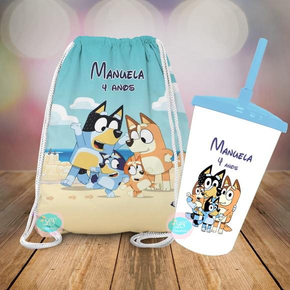 Mochilinha e Copo Twister Bluey