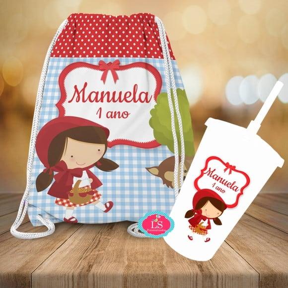 Mochilinha e Copo Twister Chapeuzinho Vermelho
