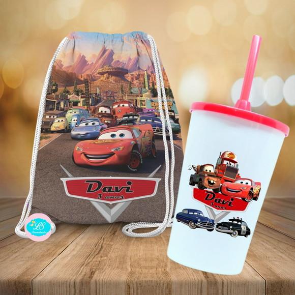 Mochilinha e Copo Twister Carros