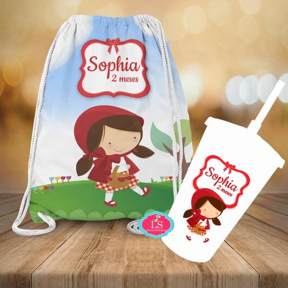Mochilinha e Copo Twister Chapeuzinho Vermelho