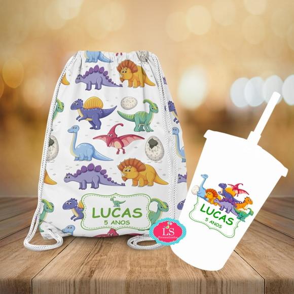 Mochilinha e Copo Twister Dinossauro