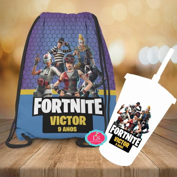 Mochilinha e Copo Twister Fortnite