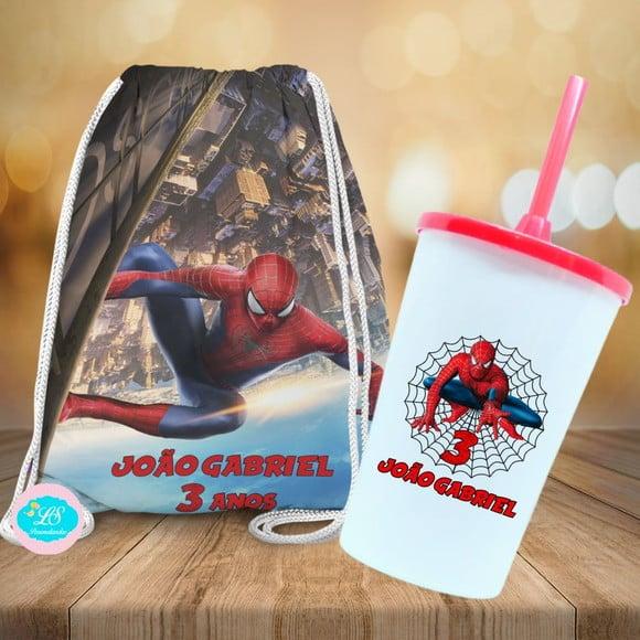 Mochilinha e Copo Twister Homem Aranha