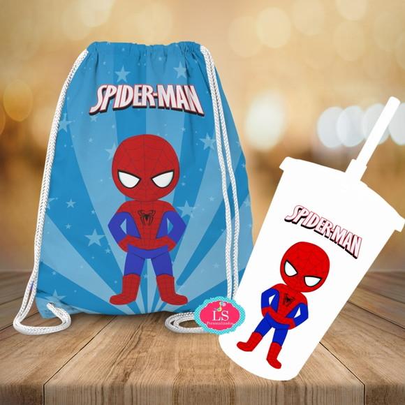 Mochilinha e Copo Twister Homem Aranha
