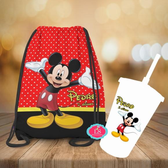 Mochilinha e Copo Twister Mickey