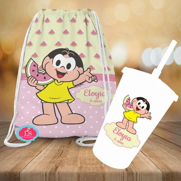Mochilinha e Copo Twister Magali Rosa