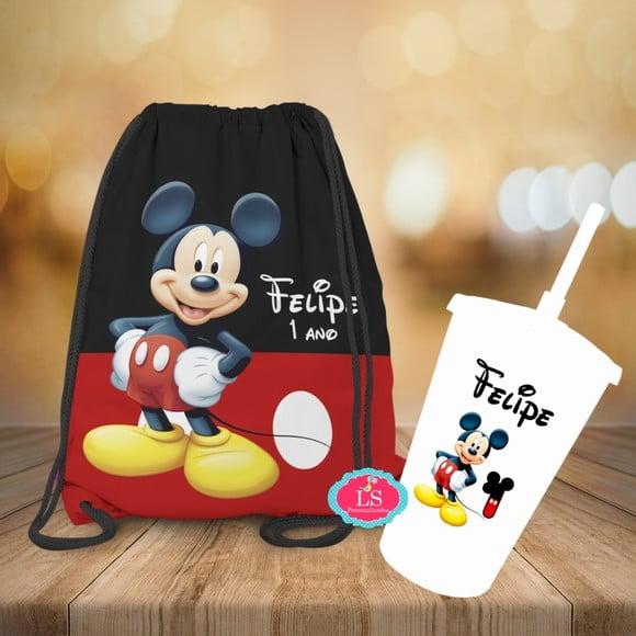 Mochilinha e Copo Twister Mickey