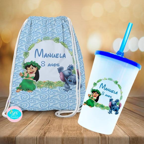 Mochilinha e Copo Twister Lilo e Stitch
