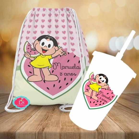 Mochilinha e Copo Twister Magali Rosa