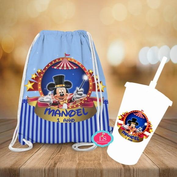 Mochilinha e Copo Twister Mickey Circo