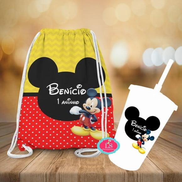 Mochilinha e Copo Twister Mickey