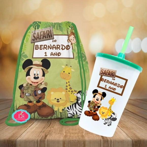 Mochilinha e Copo Twister Mickey Safari