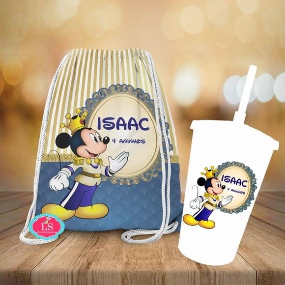 Mochilinha e Copo Twister Mickey Realeza