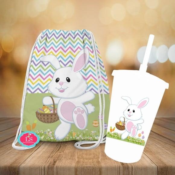 Mochilinha e Copo Twister Pascoa